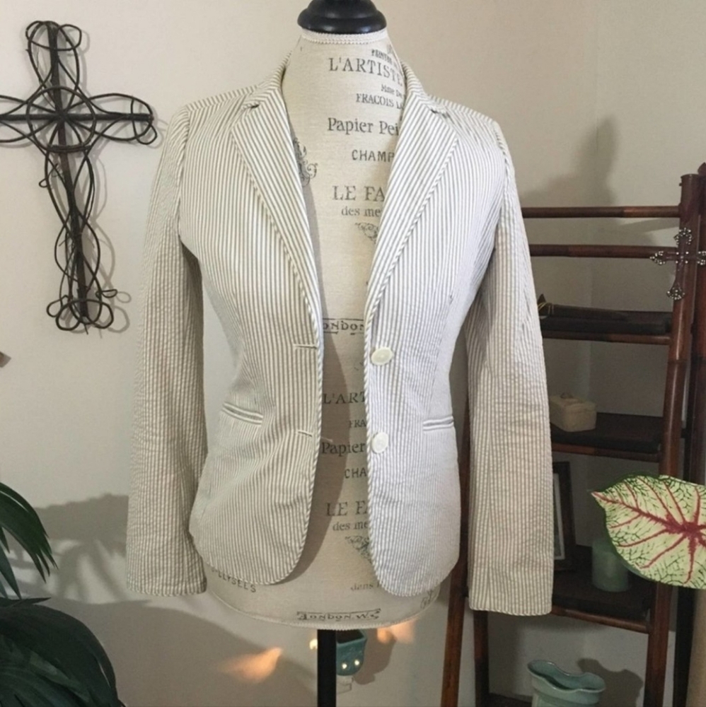 J. Crew blazer pinstriped seersucker
